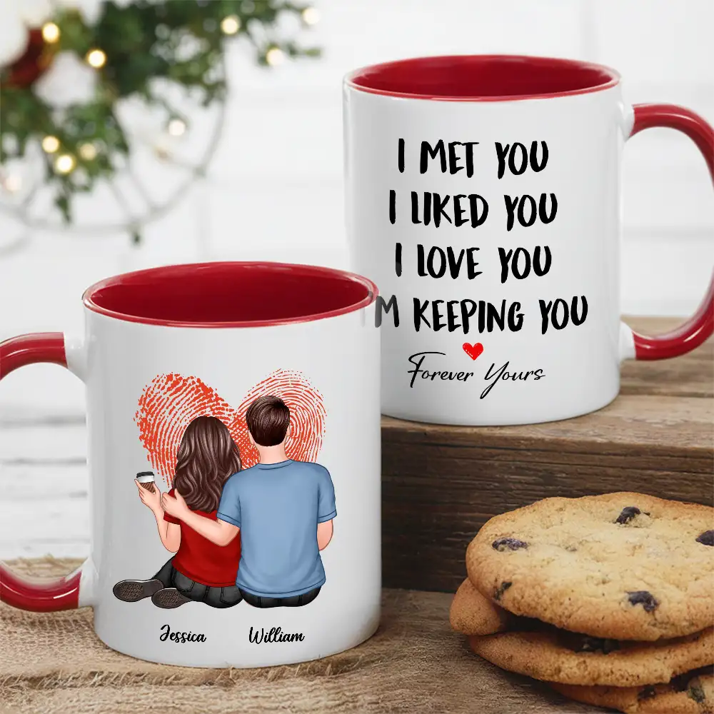“I Met You I Love You” Fingerprint Heart White Ceramic Mug – Romantic Custom Gift - Image 5