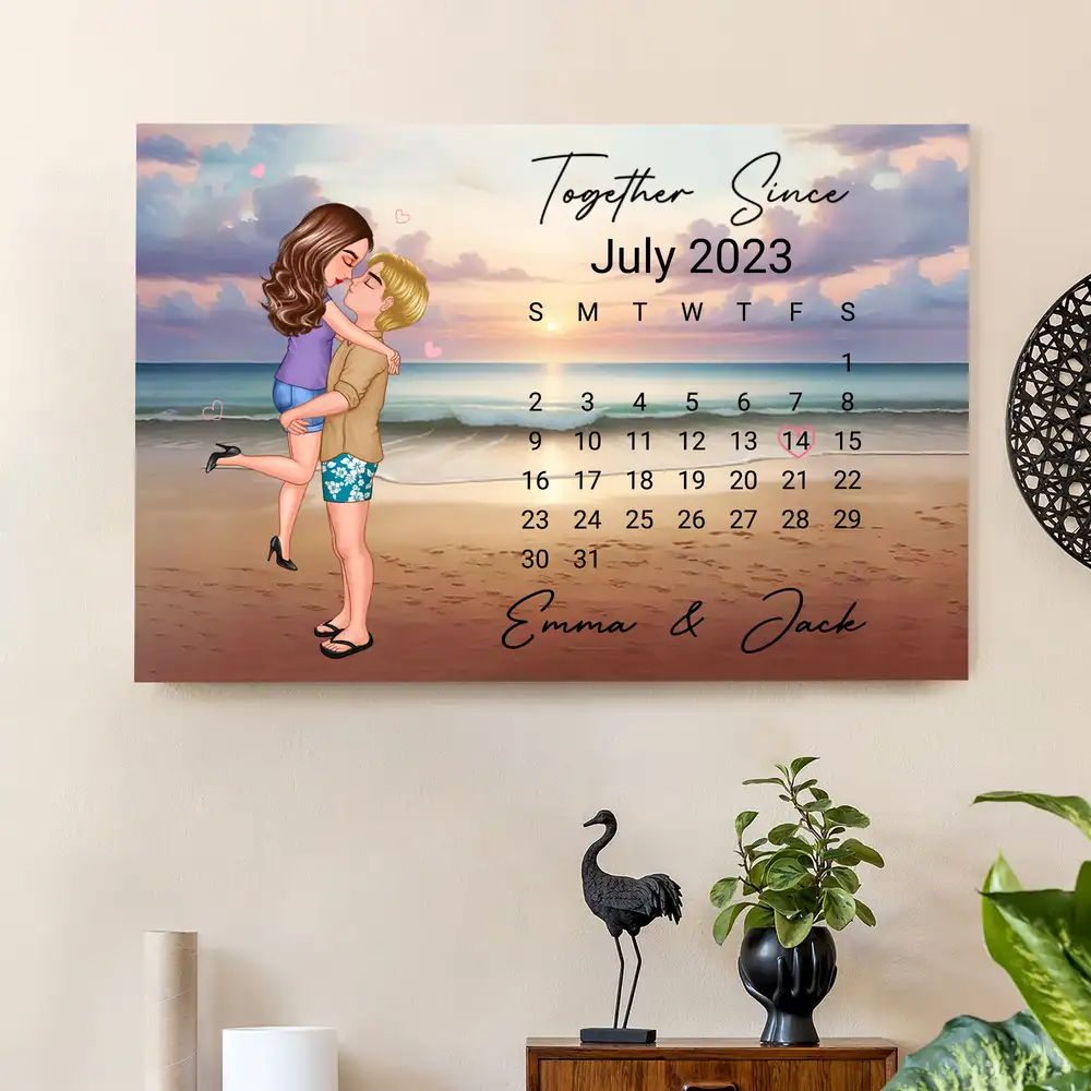 Custom Couple Calendar Poster – Anniversary Date and Artwork for Your Love Story - Image 2
