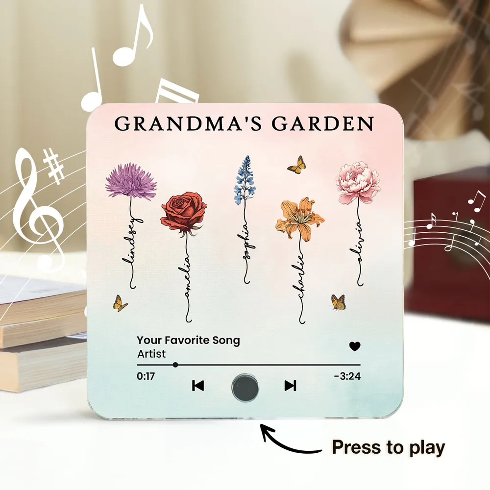 ''Grandma’s Garden'' - Personalized Music Magnet for Grandma with Floral Design