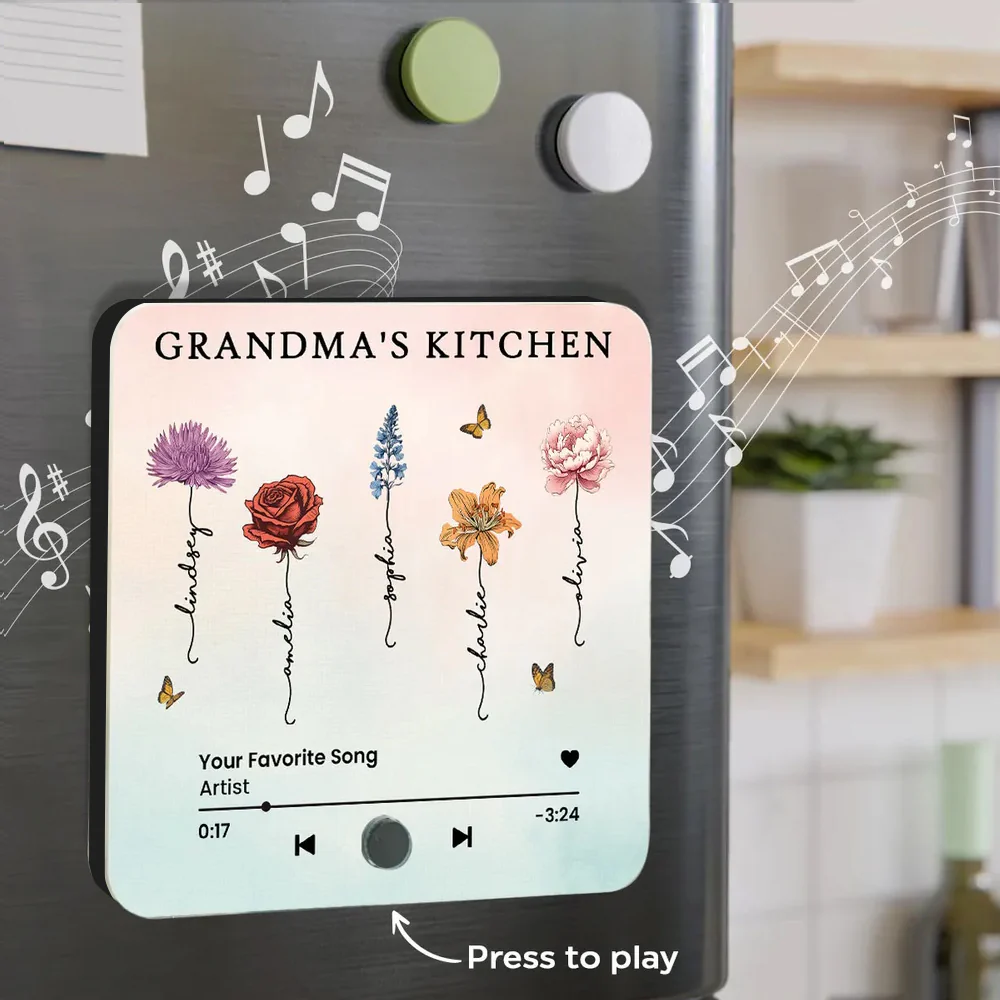 ''Grandma’s Garden'' - Personalized Music Magnet for Grandma with Floral Design - Image 2