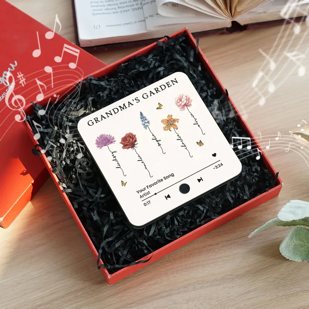''Grandma’s Garden'' - Personalized Music Magnet for Grandma with Floral Design - Image 3
