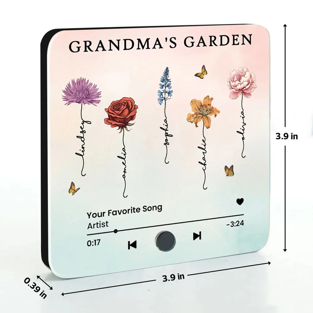 ''Grandma’s Garden'' - Personalized Music Magnet for Grandma with Floral Design - Image 5