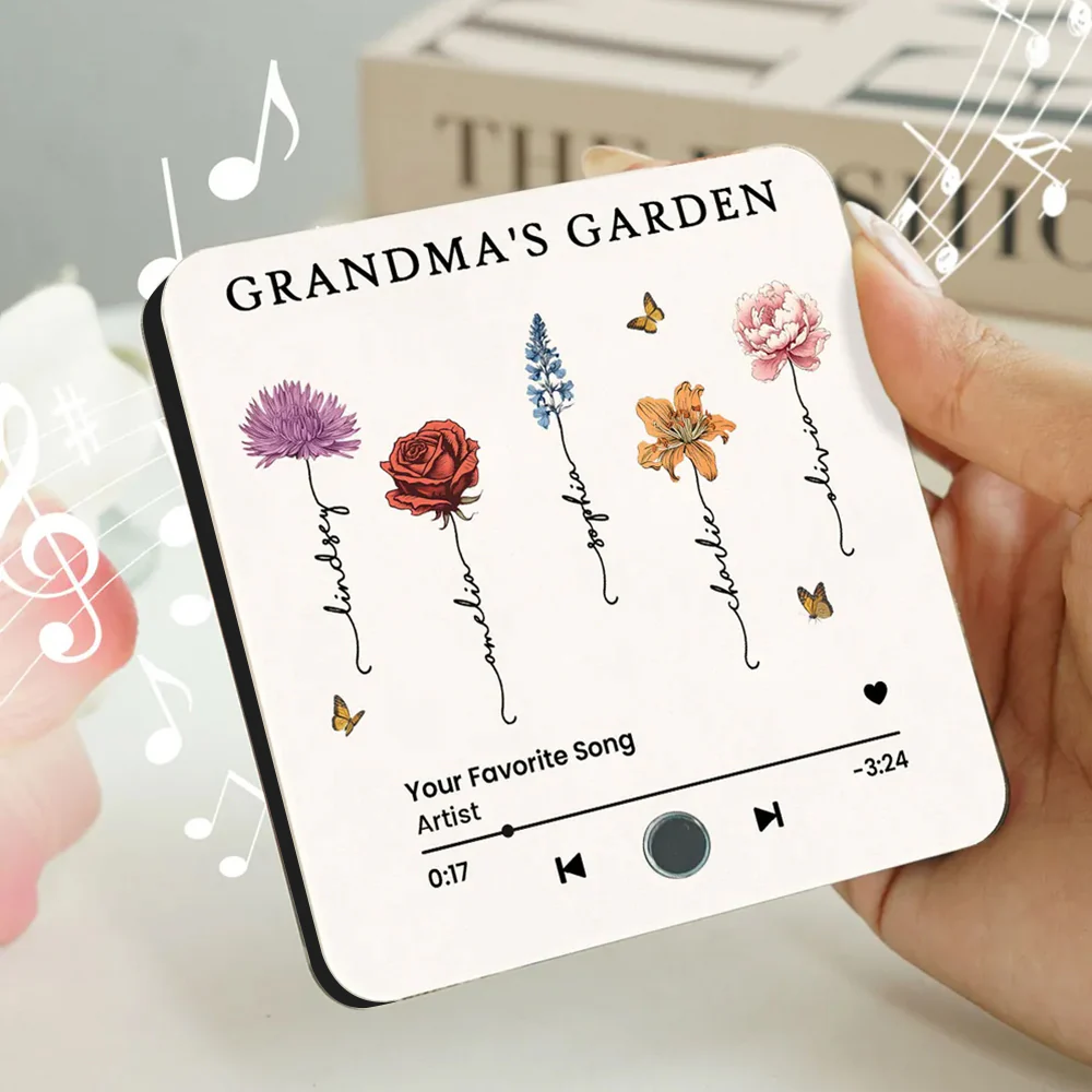 ''Grandma’s Garden'' - Personalized Music Magnet for Grandma with Floral Design - Image 6