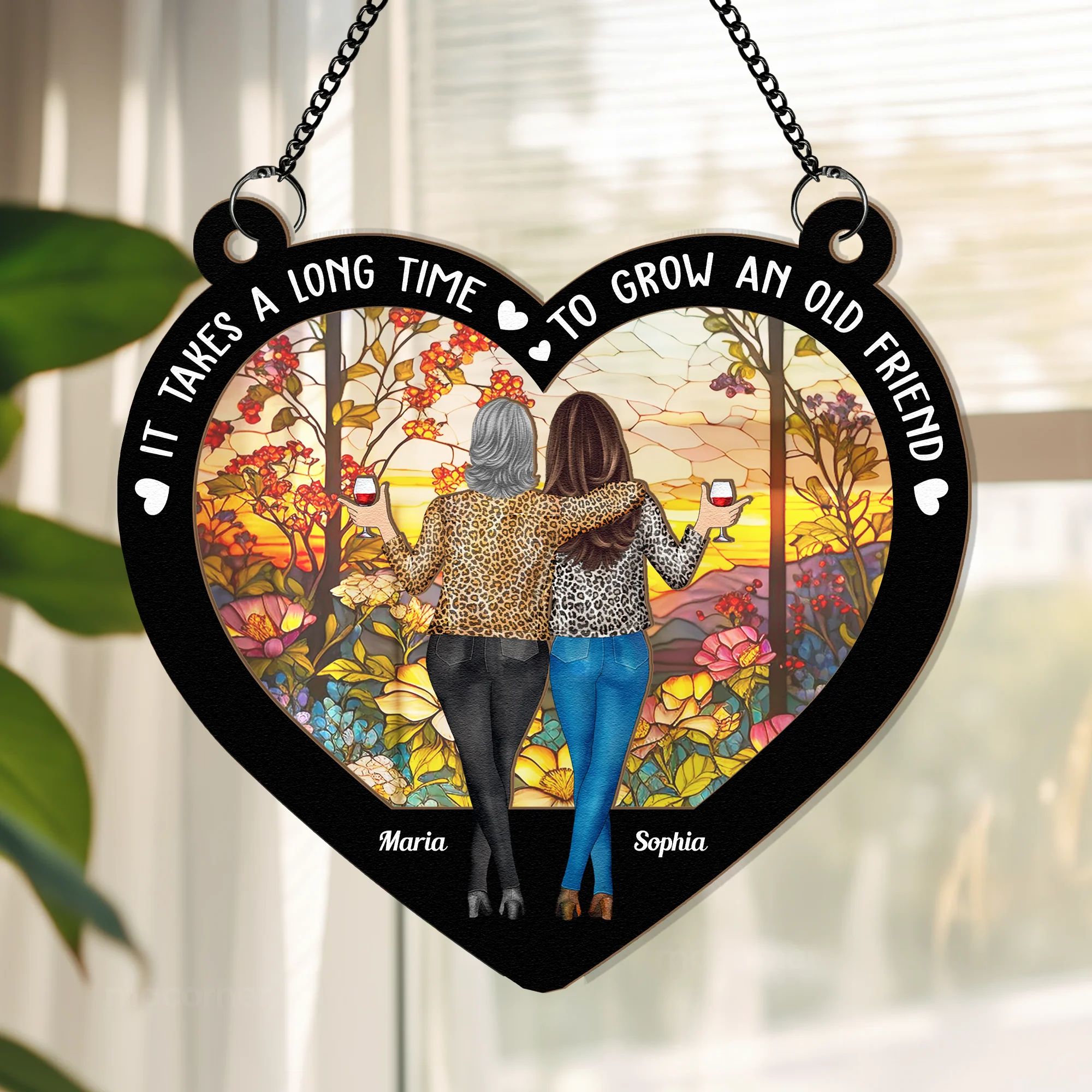 Heart-Shaped Wood and Acrylic Layered Ornament – “It Takes a Long Time to Grow an Old Friend” Gift for Best Friends - Image 5