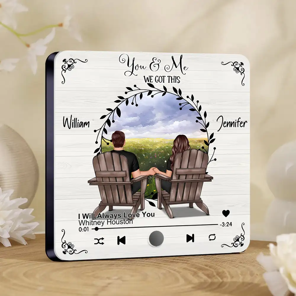 Romantic Fridge Magnet for Couples – Customized Names, Song, and Scenic Design - Image 2