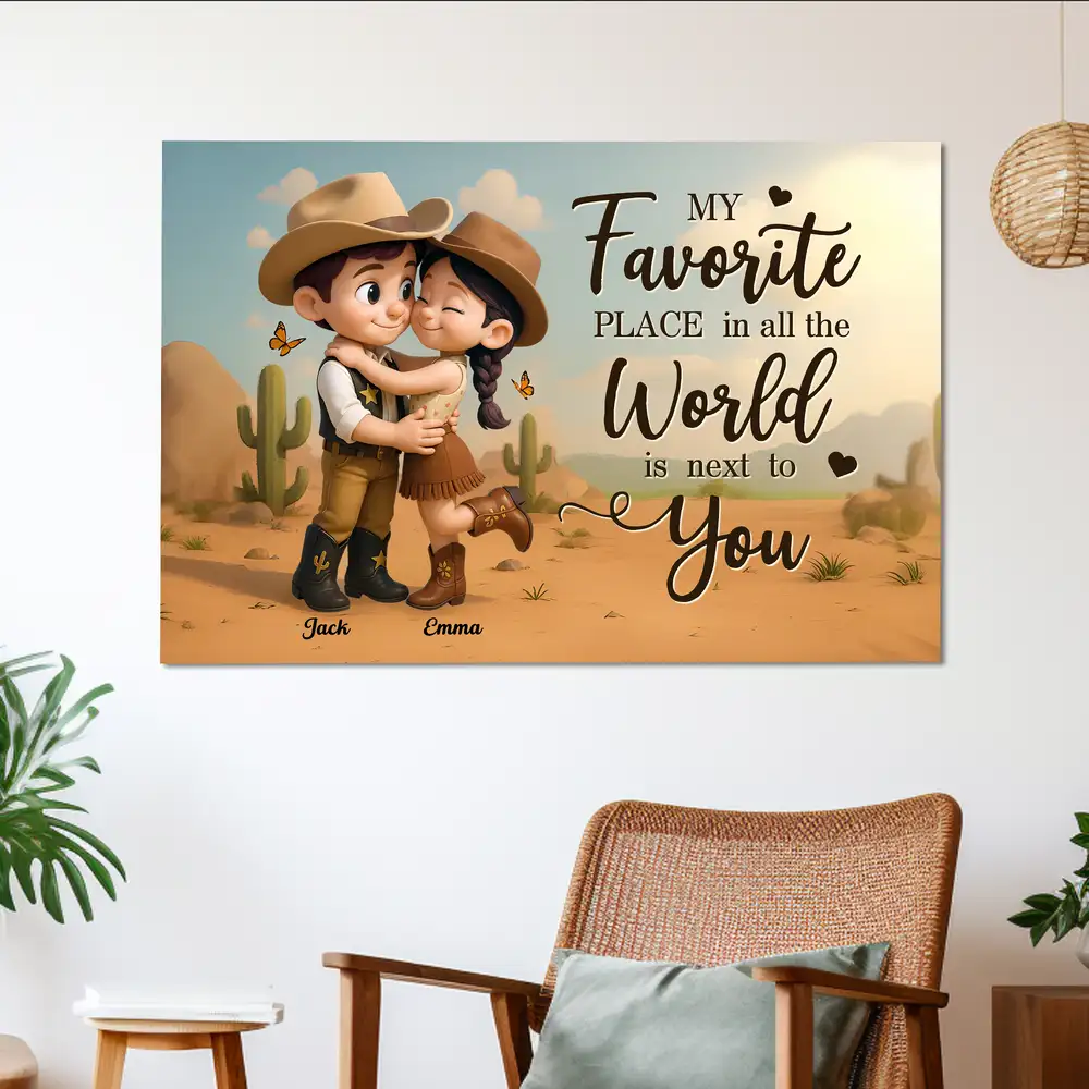 Personalized Cowboy Couple Poster – Cute Love Quote Print for Romantic Decor - Image 2