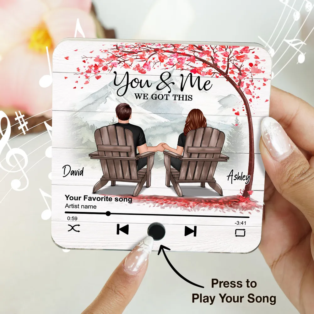 "You & Me We Got This" Custom Couple Music Fridge Magnet – Personalized Song & Mountain View Design - Image 3