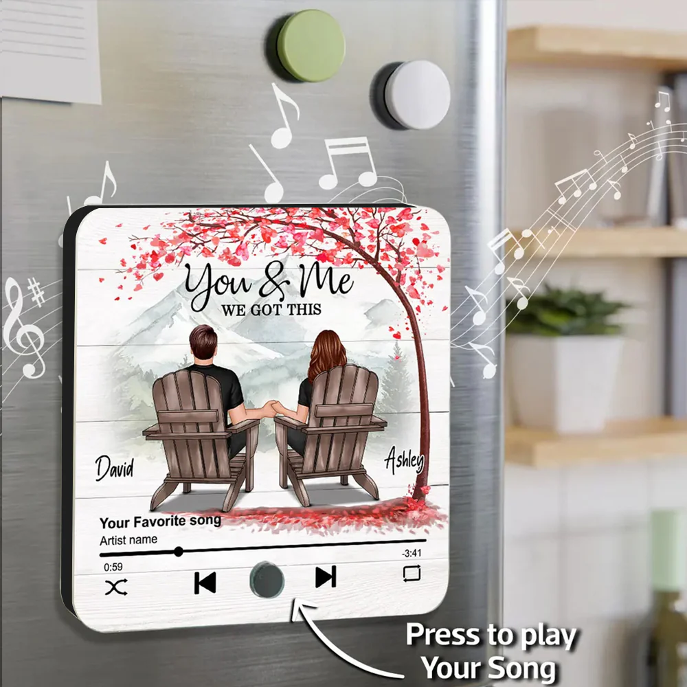 "You & Me We Got This" Custom Couple Music Fridge Magnet – Personalized Song & Mountain View Design - Image 4