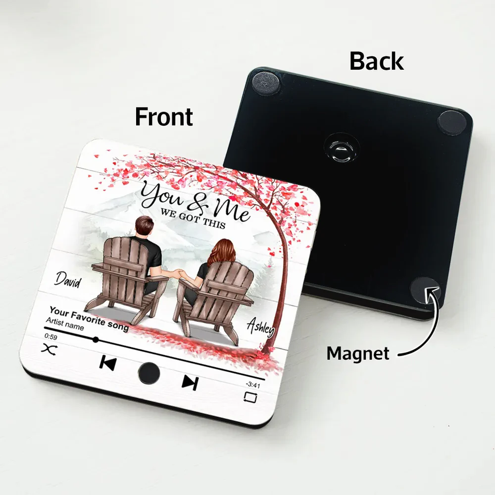 "You & Me We Got This" Custom Couple Music Fridge Magnet – Personalized Song & Mountain View Design - Image 7
