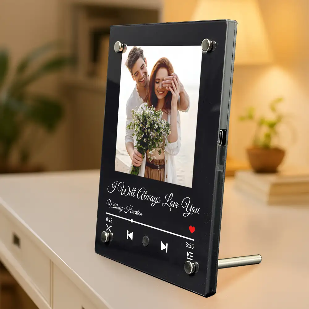 Custom Anniversary Acrylic Music Frame – Date, Names, and Photo with Favorite Song Display - Image 2