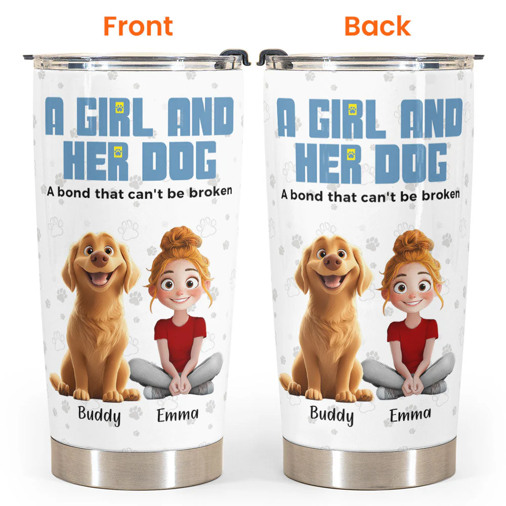 A Girl and Her Dog – Custom Insulated Travel Tumbler, Gift for Dog Lovers - Image 3