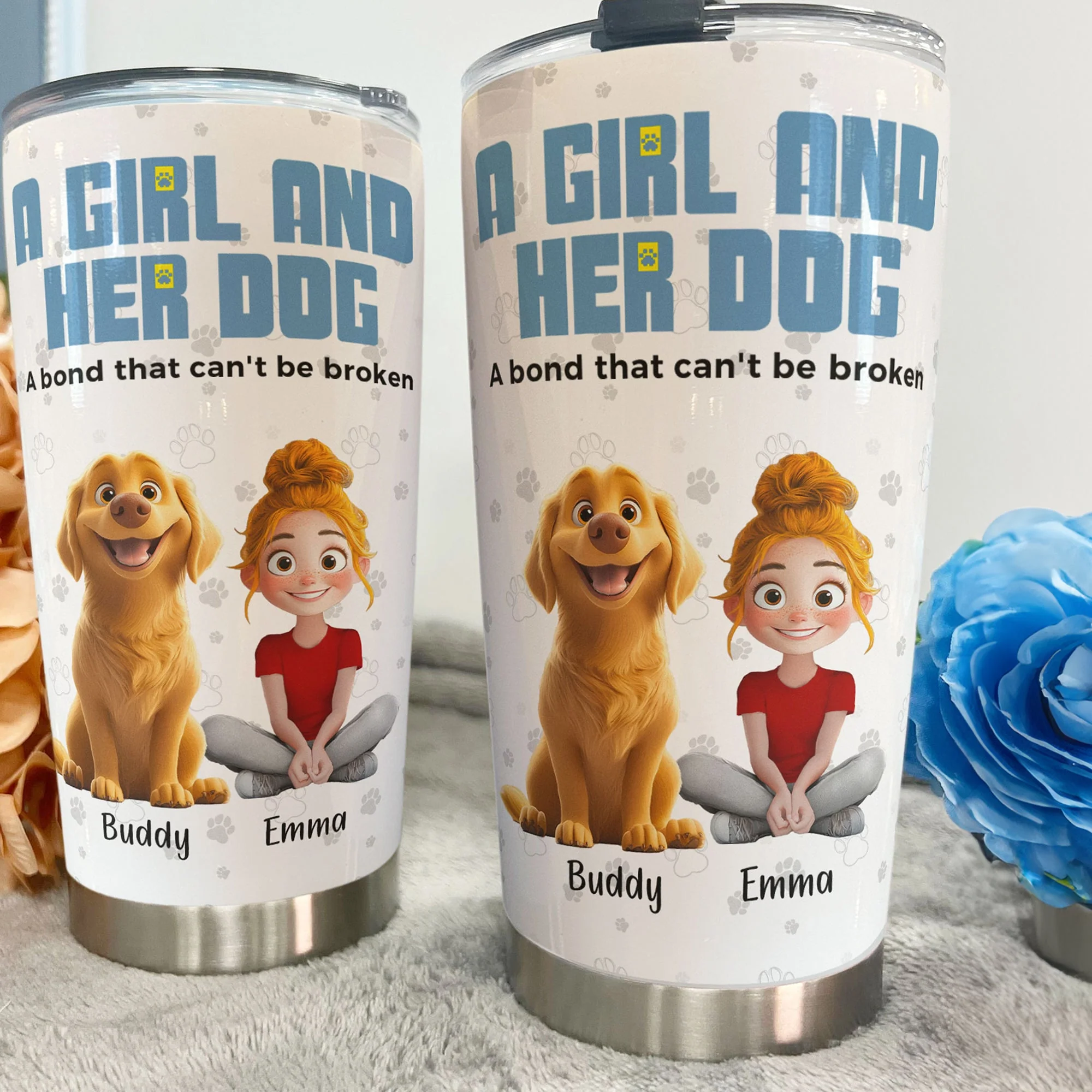 A Girl and Her Dog – Custom Insulated Travel Tumbler, Gift for Dog Lovers - Image 5