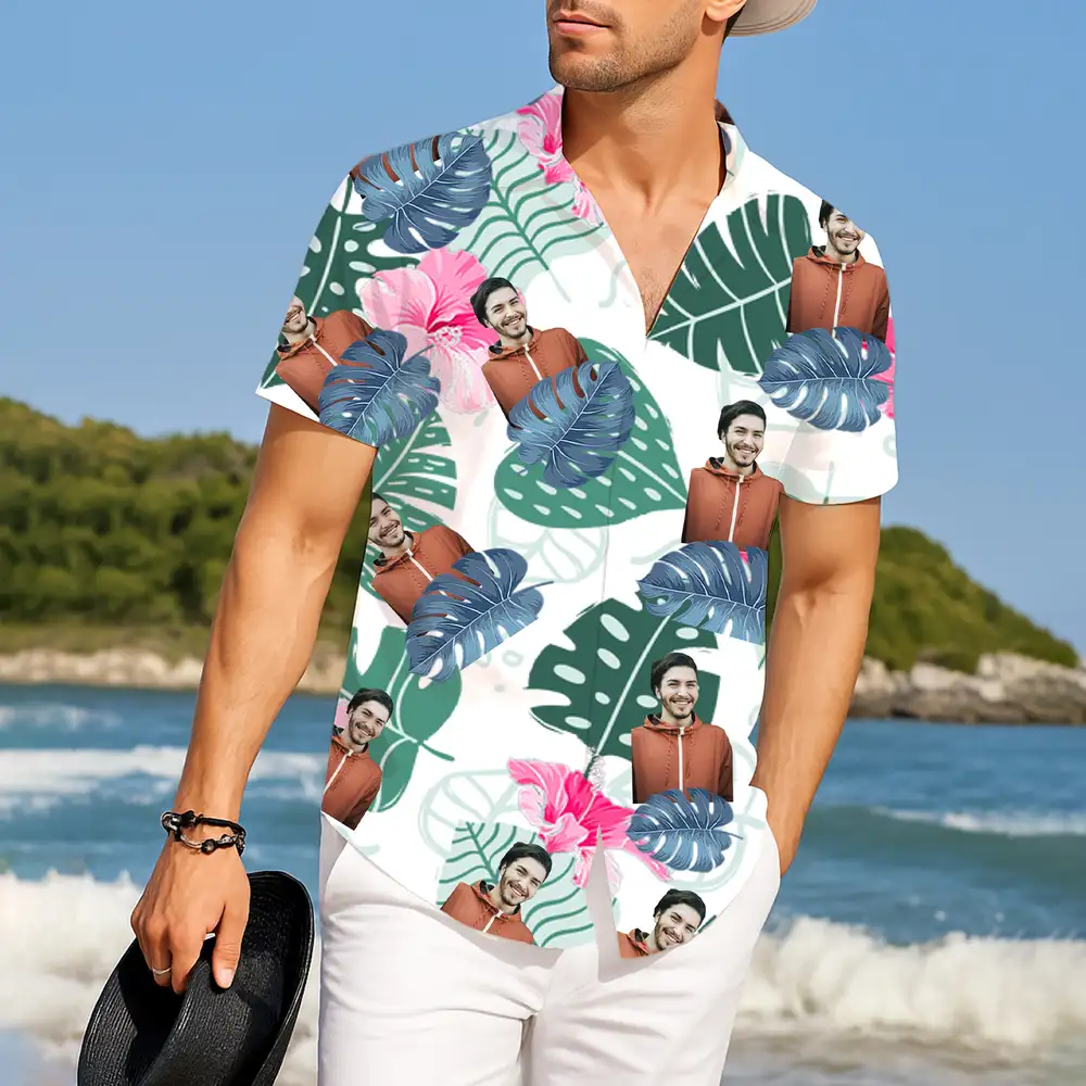 Personalized Face Print Hawaiian Shirt – Upload Your Photo, Perfect for Summer Fun - Image 2