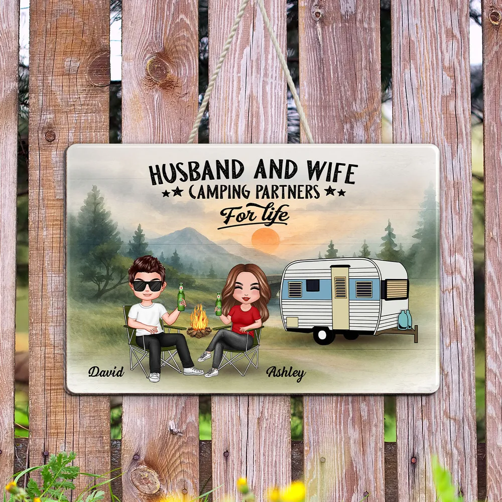 Camping Husband and Wife Custom Wooden Sign – “Family for Life” Personalized Home Decor - Image 5