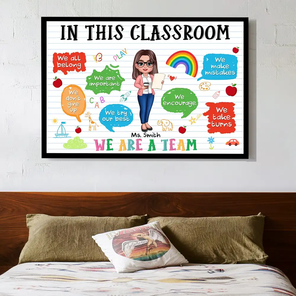 In This Classroom We Are a Team – Personalized Teacher Poster - Image 4