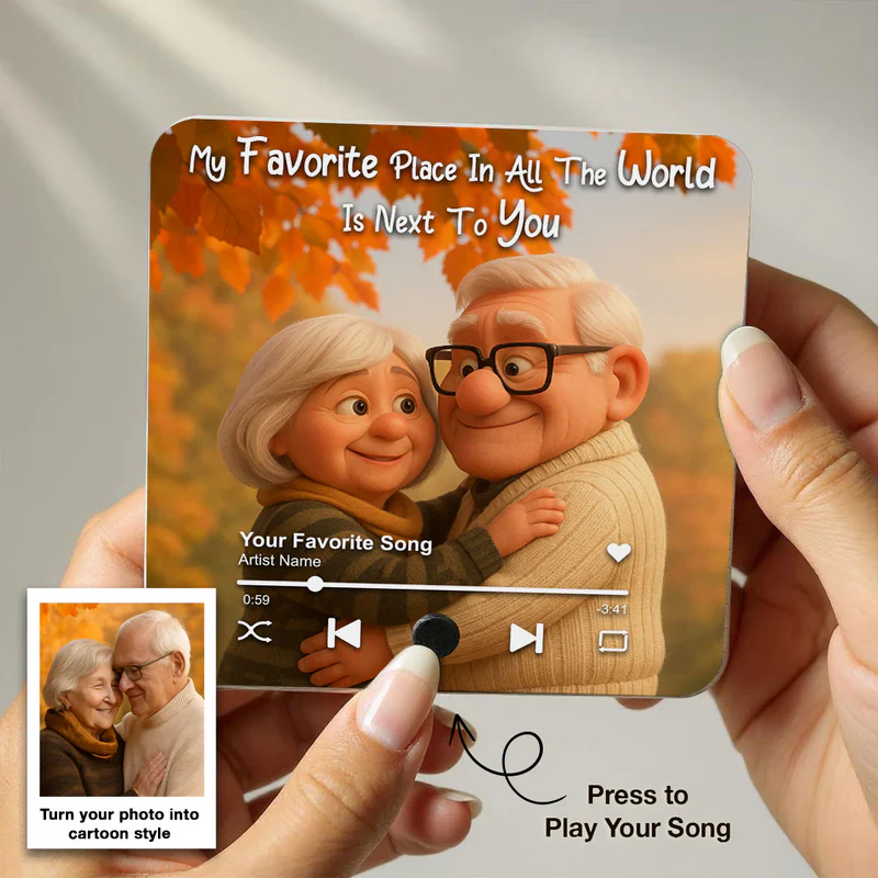 Pixar-Style Personalized Acrylic Music Fridge Magnet - Anniversary Gift For Couple - Image 2
