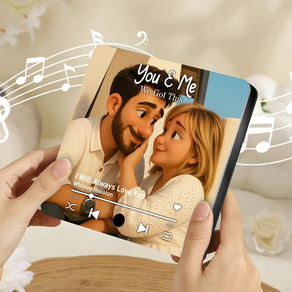 Pixar-Style Personalized Acrylic Music Fridge Magnet - Anniversary Gift For Couple - Image 7
