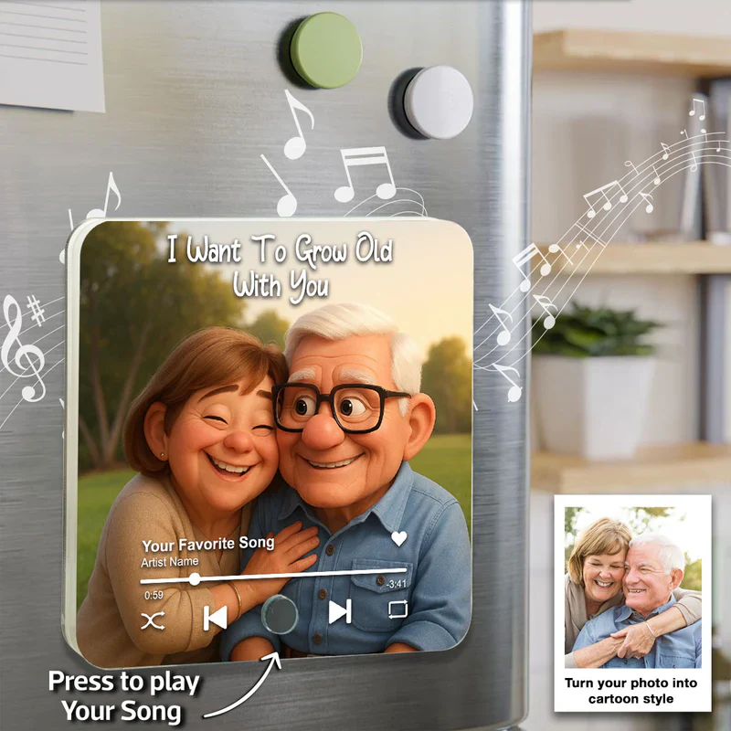 Pixar-Style Personalized Acrylic Music Fridge Magnet - Anniversary Gift For Couple - Image 9
