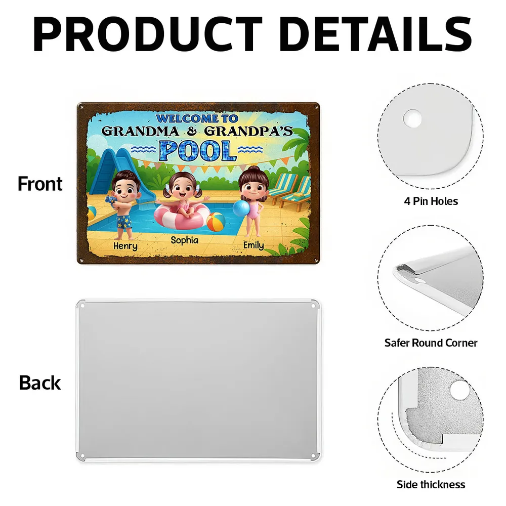 Personalized Rectangular Iron Sign for Family Pool - Image 4