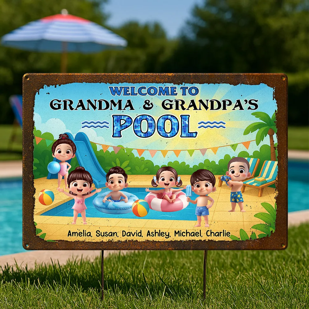 Personalized Rectangular Iron Sign for Family Pool - Image 8