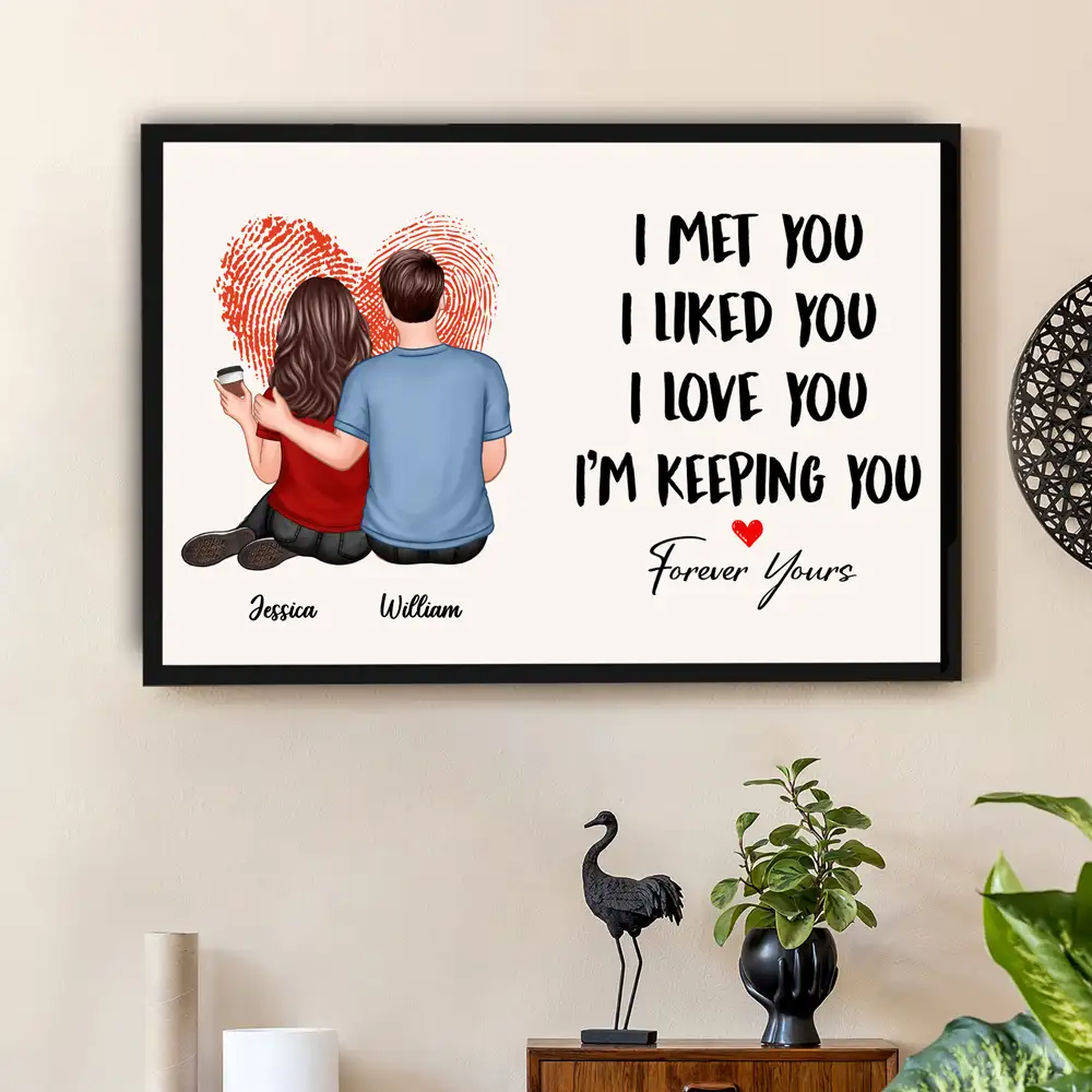I Met You, I Liked You, I Love You, I’m Keeping You – Finger-Print Heart Custom Poster