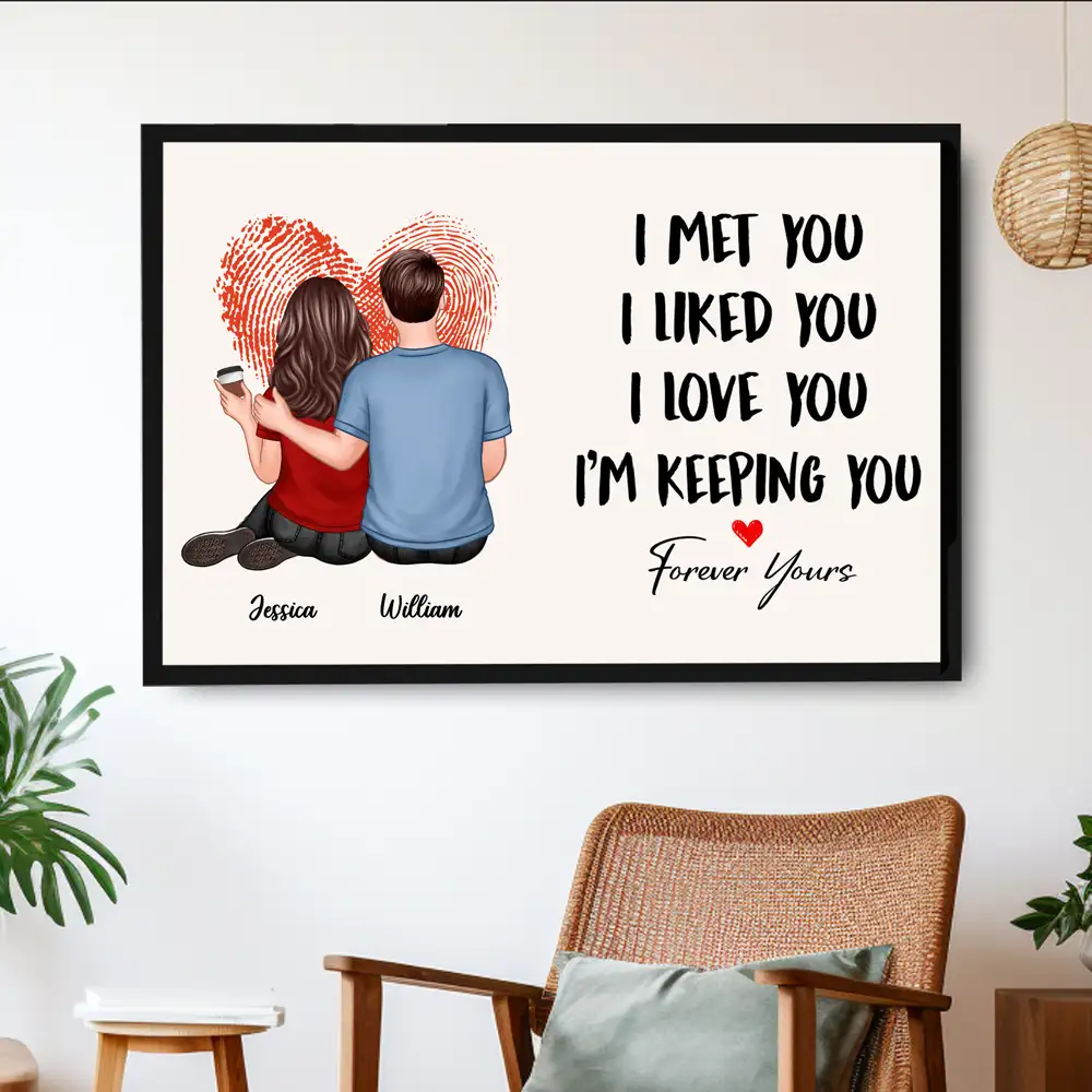 I Met You, I Liked You, I Love You, I’m Keeping You – Finger-Print Heart Custom Poster - Image 3