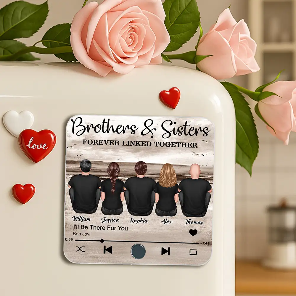 “Brothers & Sisters Forever Linked Together” Custom Fridge Magnet – Perfect Family Keepsake - Image 2