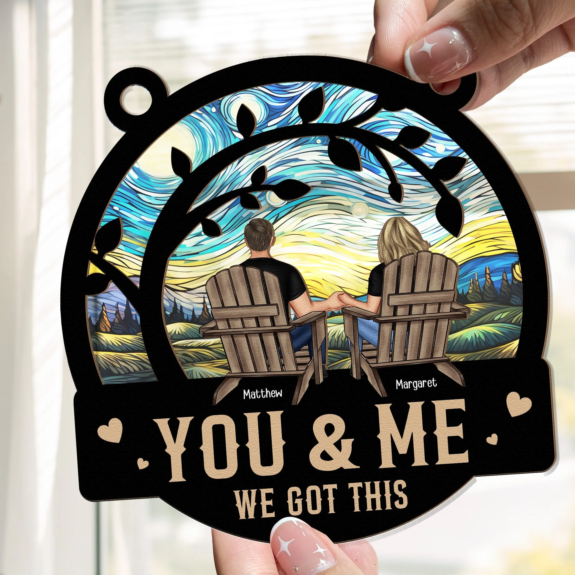 YOU & ME – We Got This ♥ Double-Layer Wood & Acrylic Ornament, Romantic Window Hanging Gift for Couples - Image 4