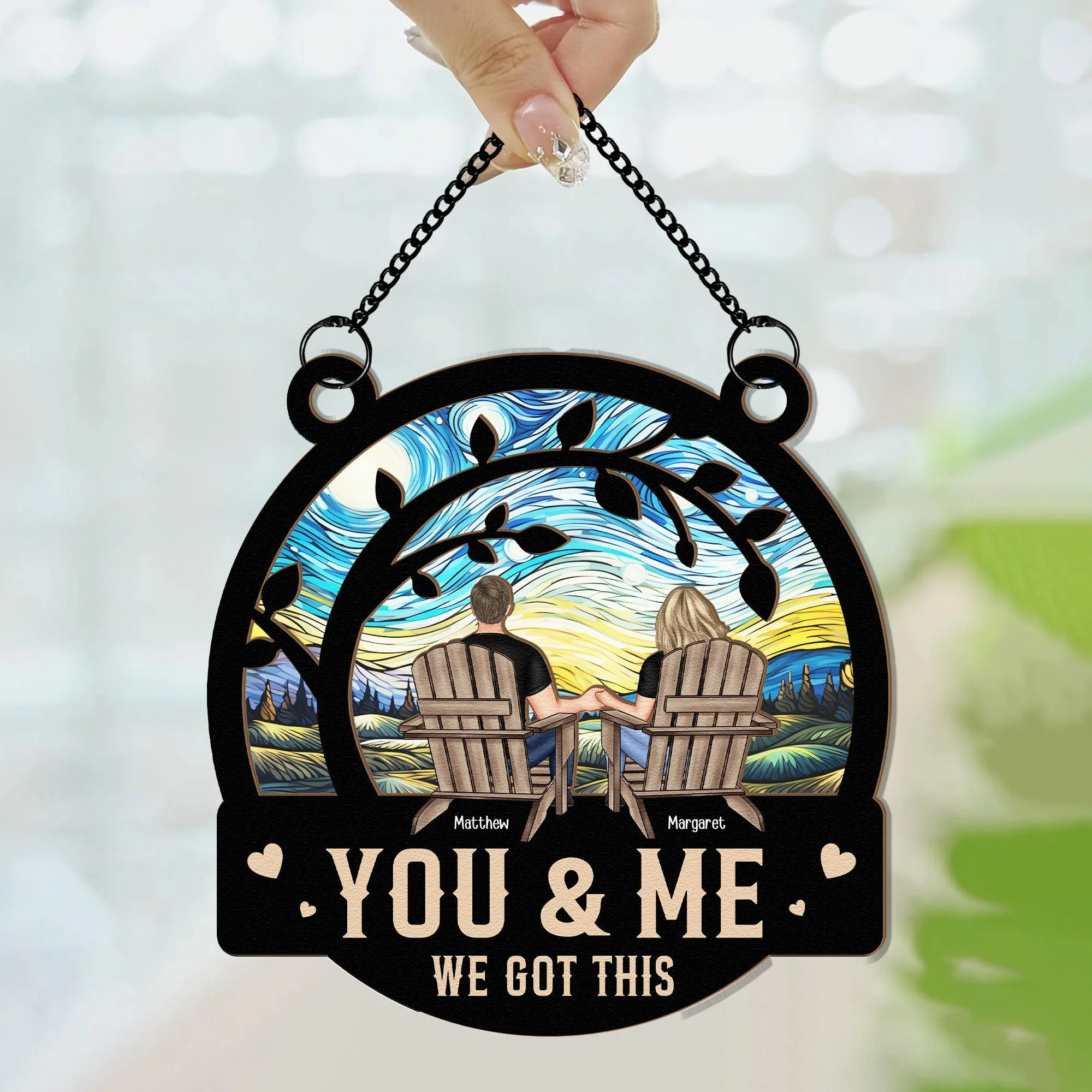 YOU & ME – We Got This ♥ Double-Layer Wood & Acrylic Ornament, Romantic Window Hanging Gift for Couples - Image 5