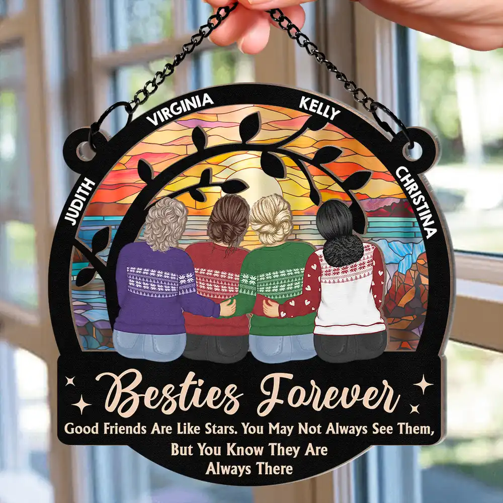 “Besties Forever” Layered Wood & Acrylic Sun-Catcher – Custom Friend Names - Image 5