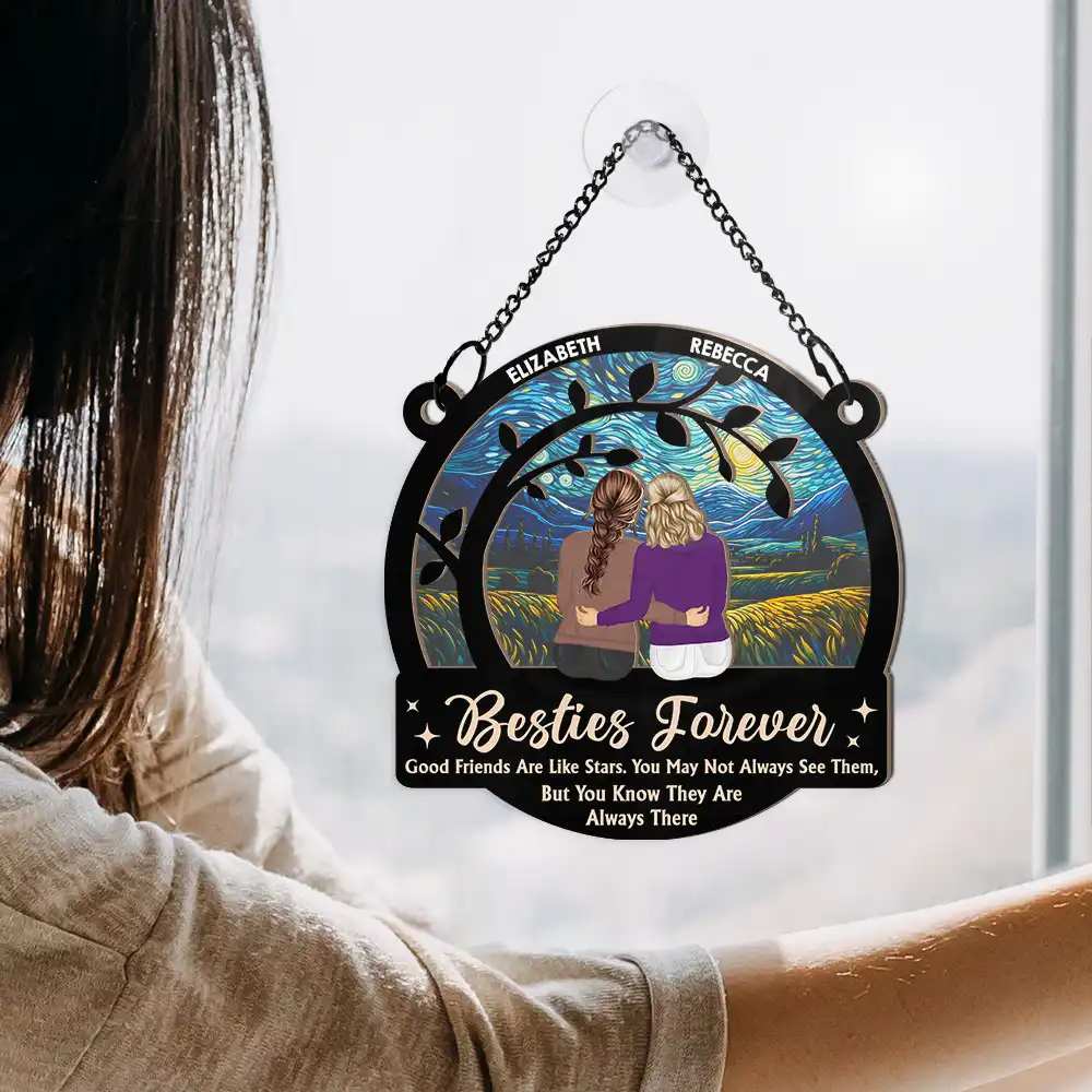 “Besties Forever” Layered Wood & Acrylic Sun-Catcher – Custom Friend Names - Image 7