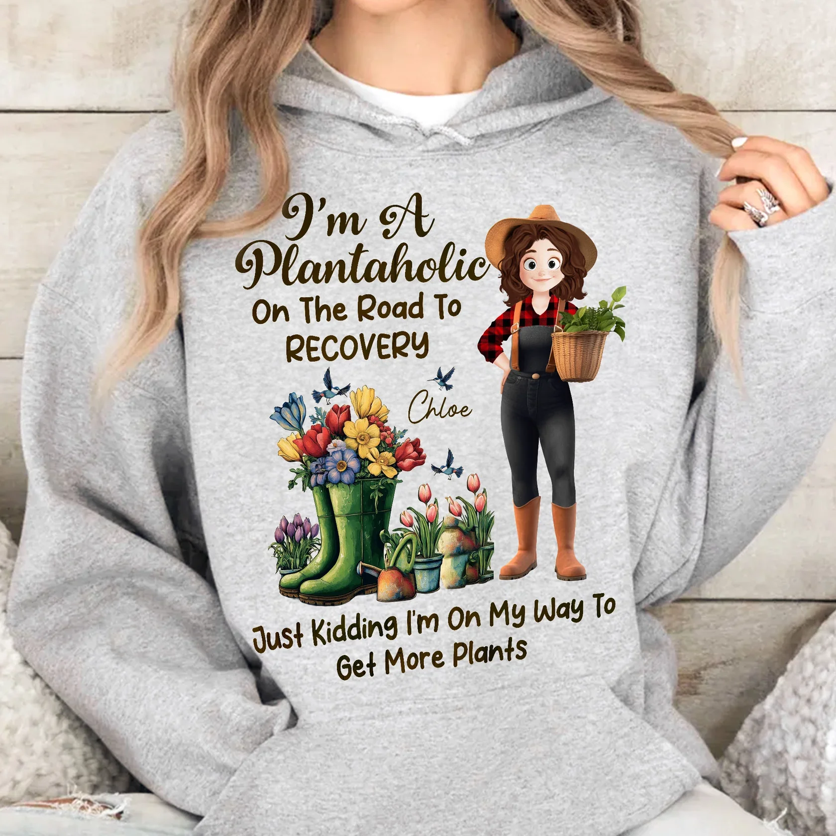 "I'm A Plantaholic" Funny Gardener Sweatshirt – Just Kidding, I'm On My Way To Get More Plants! Personalized Gift for Plant Lovers - Image 5
