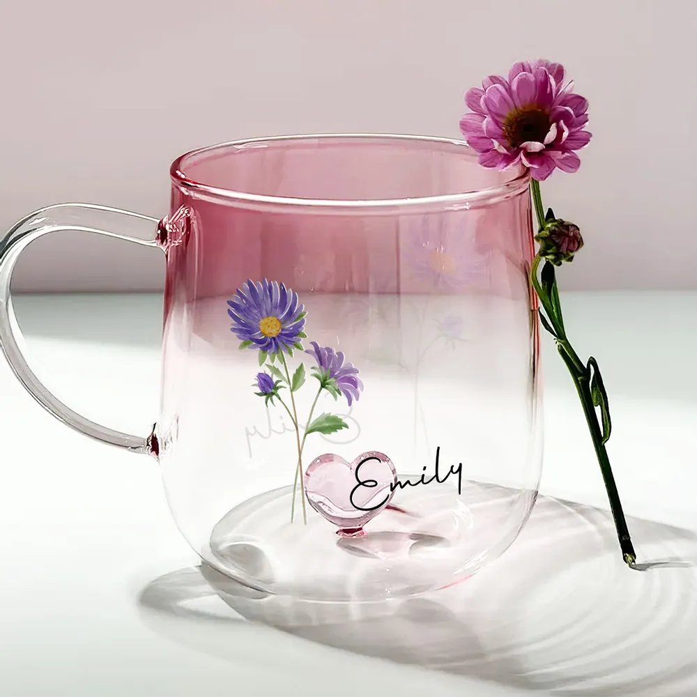 Blooming Gradient Glass Mug – Gift for Sisters, Wife, or Grandma - Image 3
