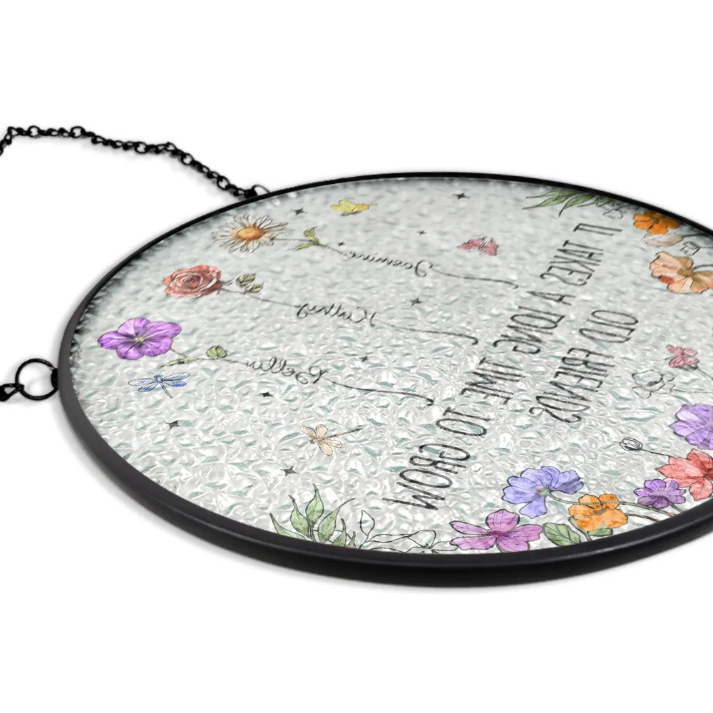 Custom Floral Glass Suncatcher – “It Takes a Long Time to Grow an Old Friend” - Image 7