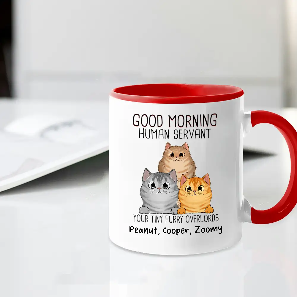 “Good Morning, Human Servant” Custom Cat Name Mug – Furry Overlord Edition - Image 2