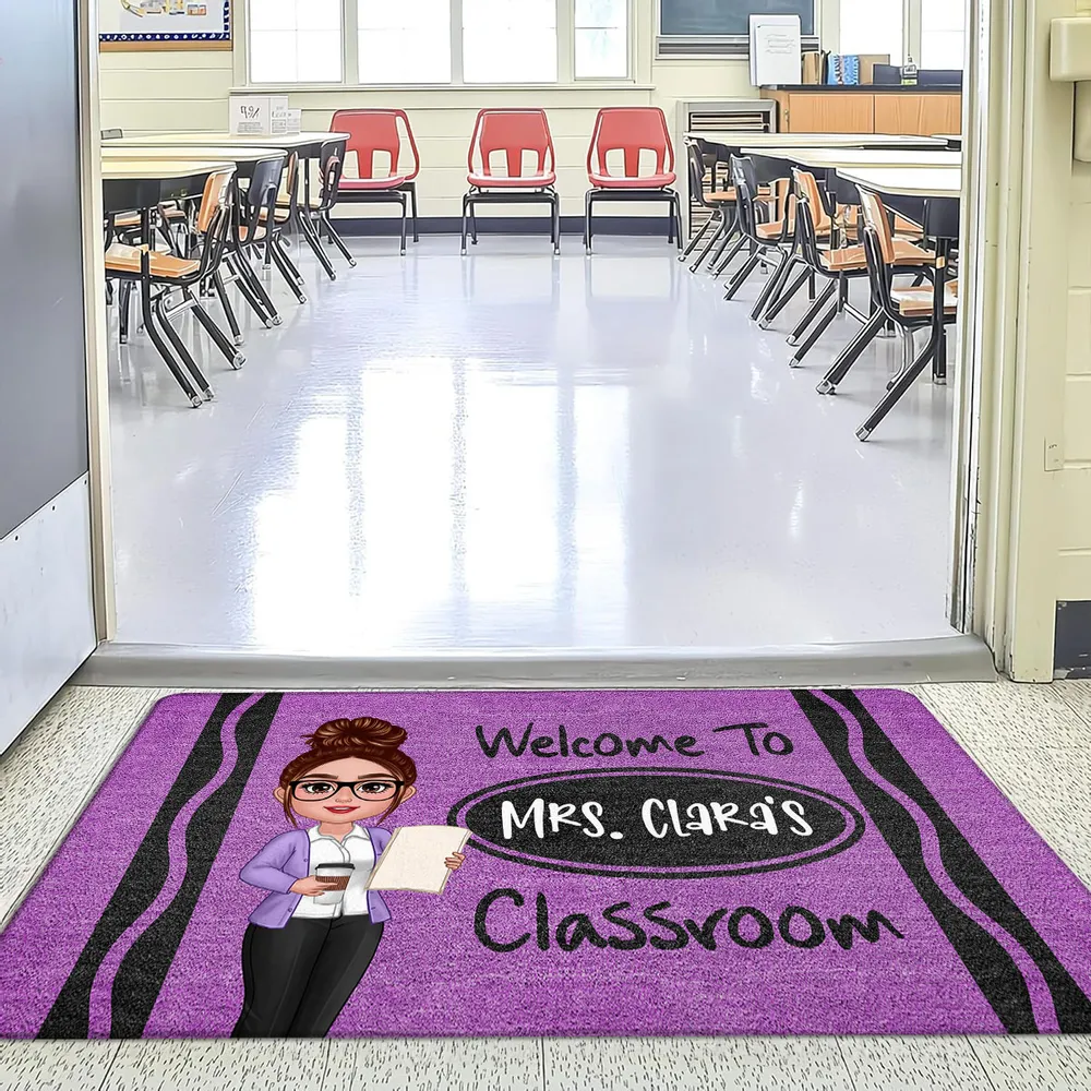Personalized Classroom Entrance Mat – Unique Gift for Teachers with Cartoon Illustration - Image 6
