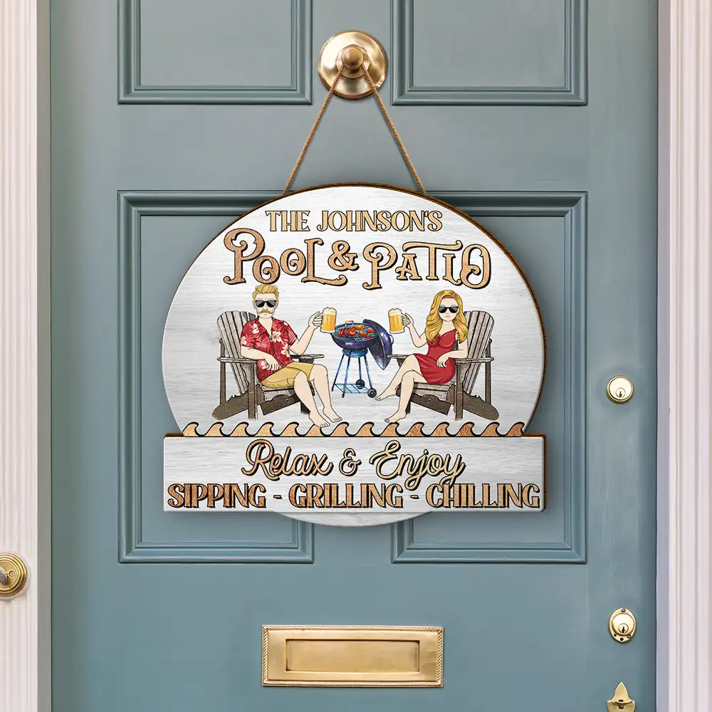 Custom Pool & Patio Wooden Sign – Sip • Grill • Chill - Image 5