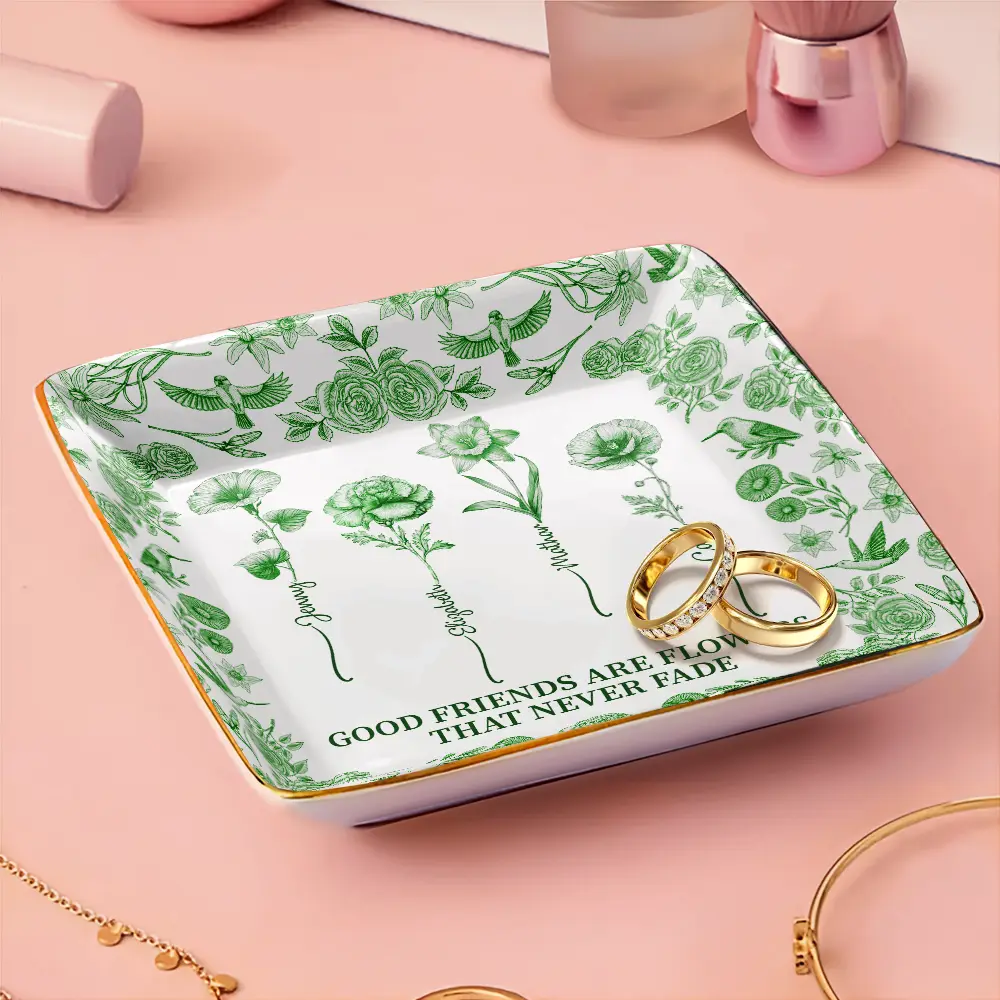 Blue Floral Friendship Jewelry Dish – “It Takes a Long Time to Grow an Old Friend” - Image 6