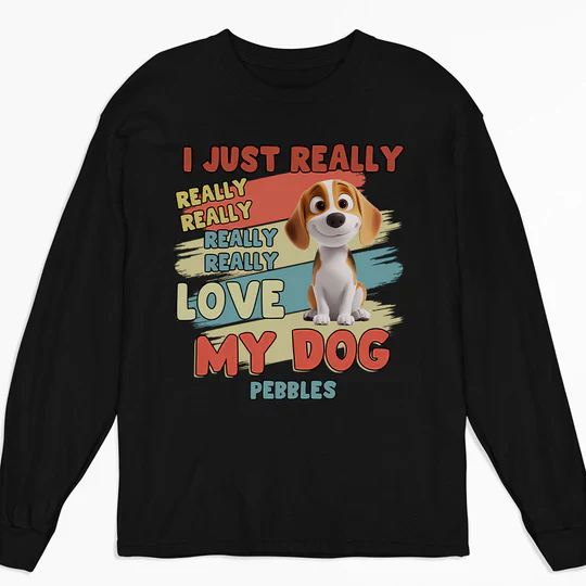 I Just Really Really Love My Dogs – Personalized Dog Lover Classic Tee With Cartoon Dogs and Names - Image 4