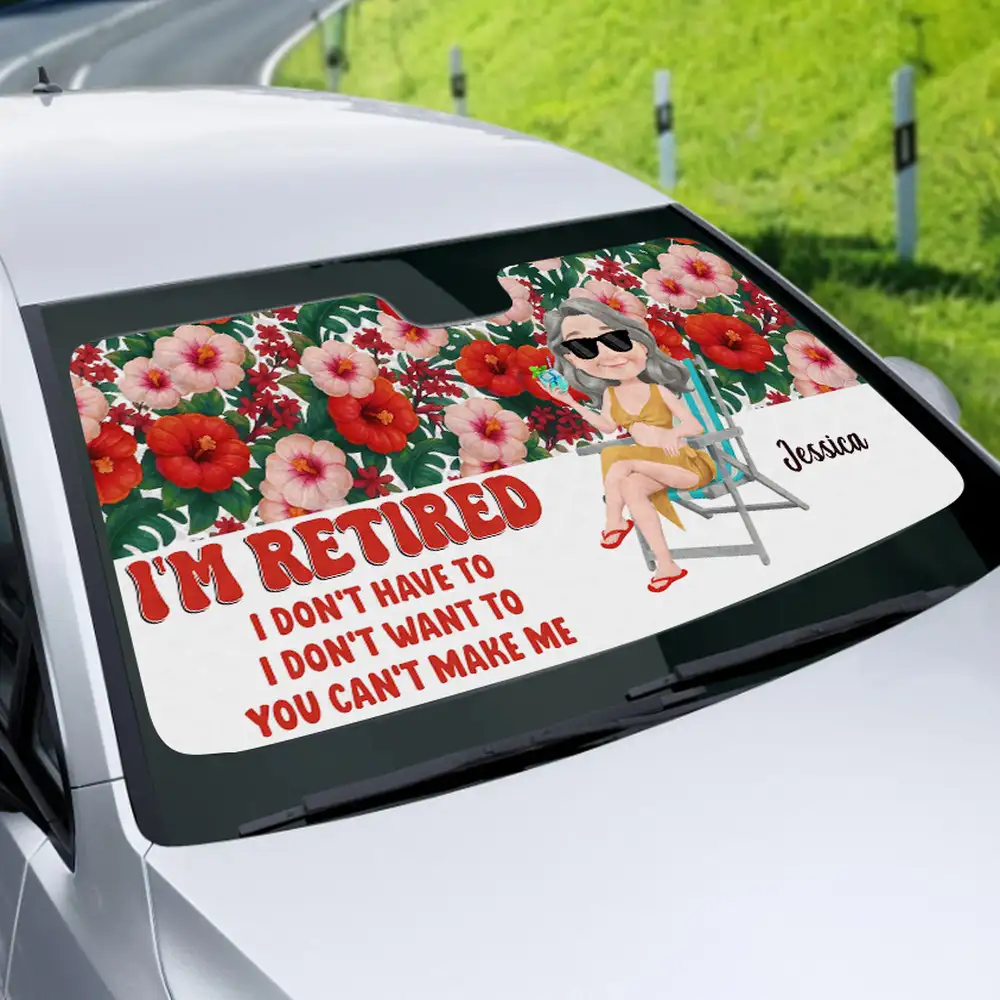 Retired Women Tropical Floral Car Sunshade Gift - Image 3