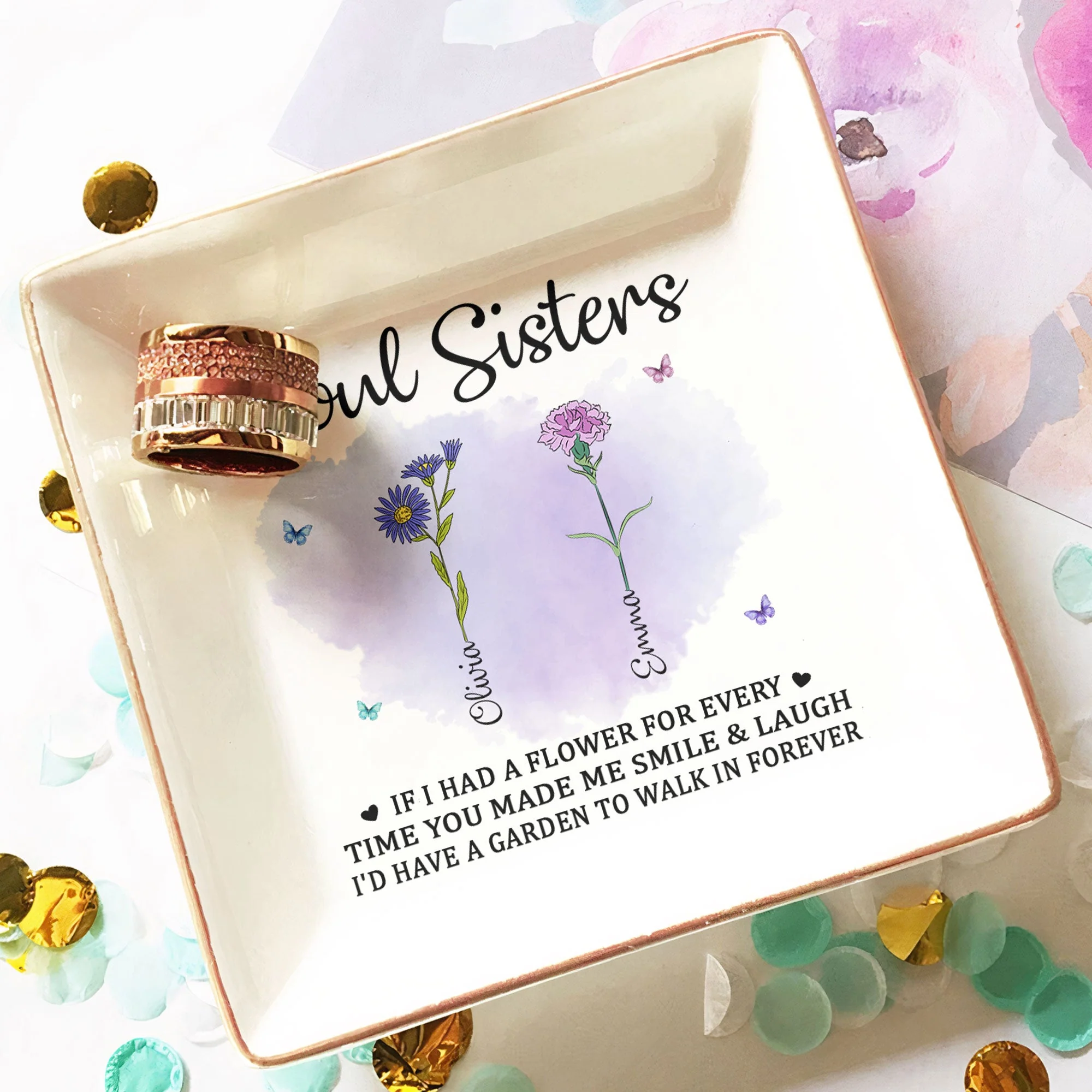 If I Had A Flower For Every Smile – Custom Jewelry Dish, Sentimental Gift For Best Friend Or Soul Sister - Image 6