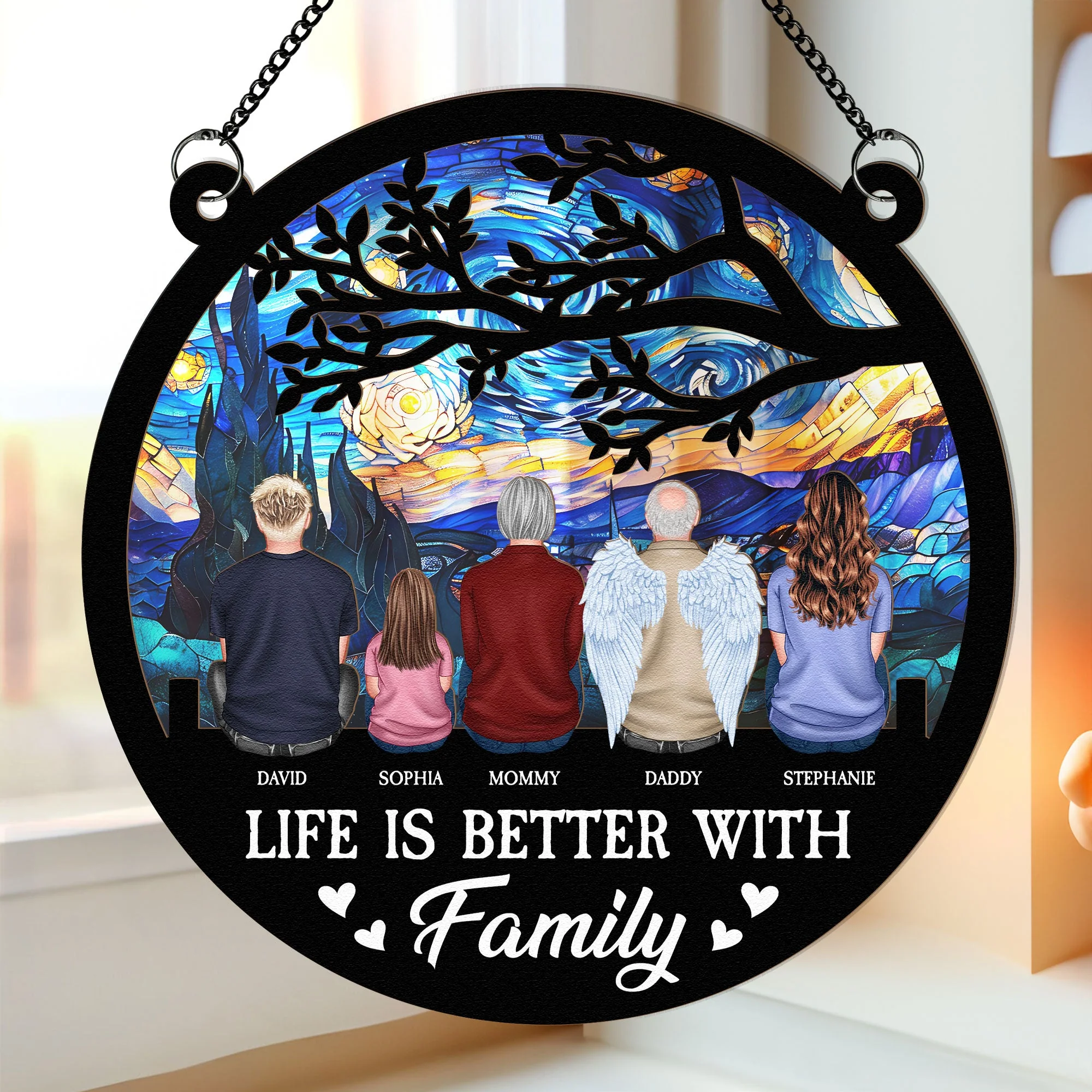 Life is Better with Family – Personalized Wood and Acrylic Layered Ornament, Family Gift - Image 5