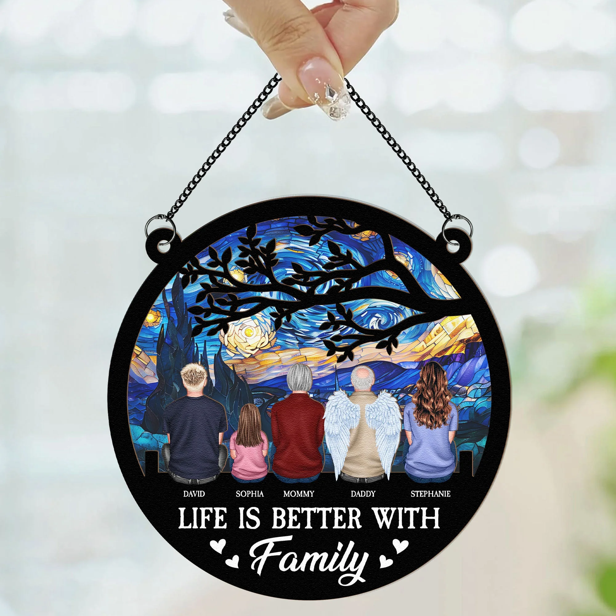 Life is Better with Family – Personalized Wood and Acrylic Layered Ornament, Family Gift - Image 6
