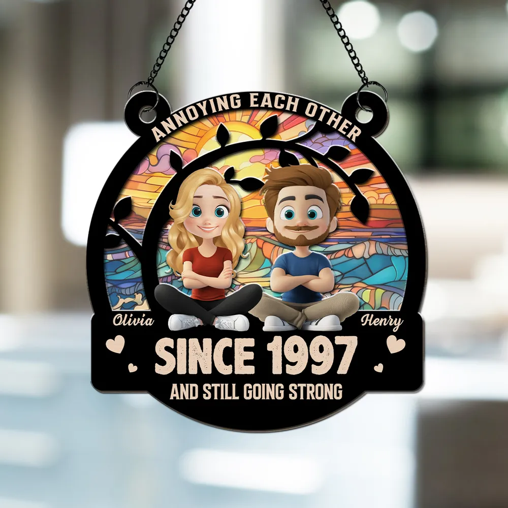 “Annoying Each Other Forever” Custom Couple Wood & Acrylic Ornament for Loved Ones - Image 3