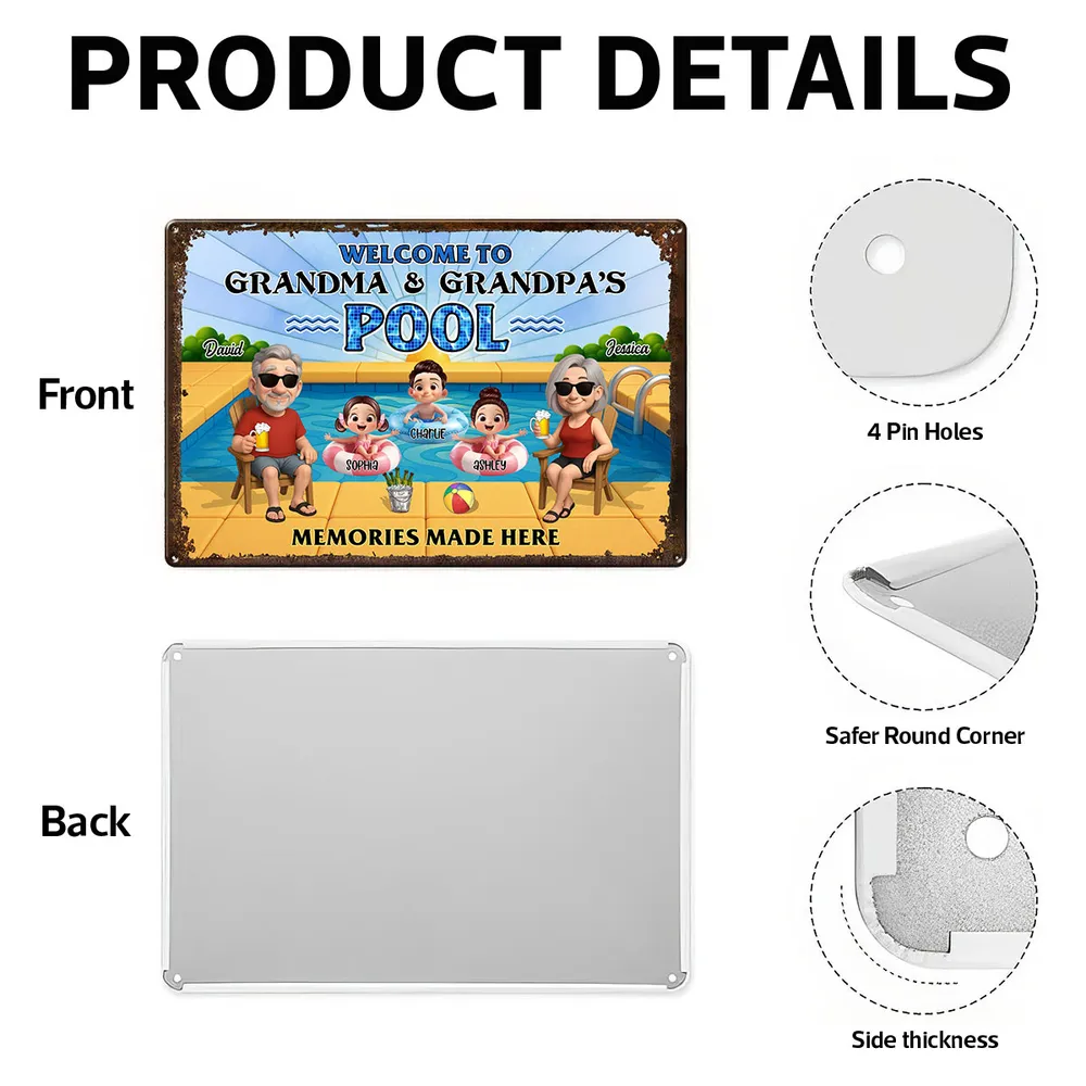 “Welcome to Grandpa & Grandma’s Pool” Custom Rectangular Iron Sign - Image 7