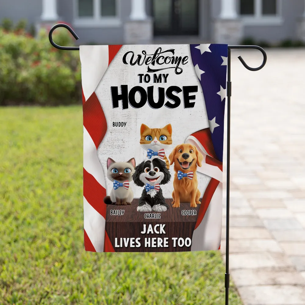 “Welcome to My House” Personalized Garden Flag for Pet Lovers - Image 3