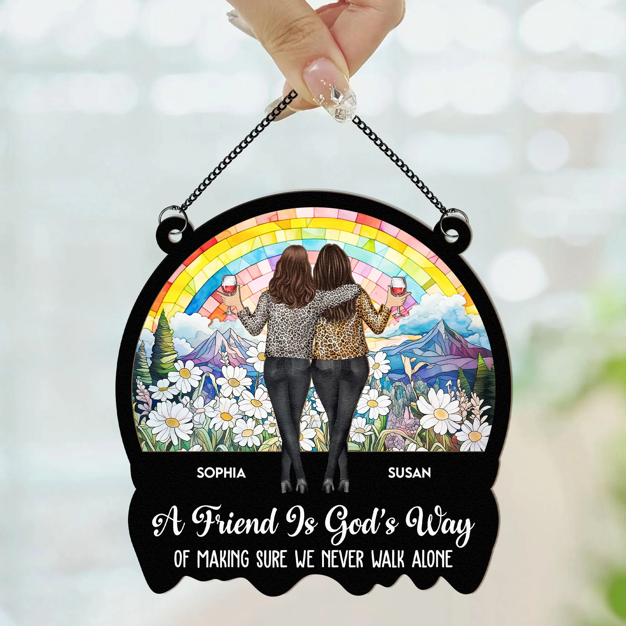 Rainbow Meadow Bestie Ornament – “A Friend Is God’s Way” - Image 6