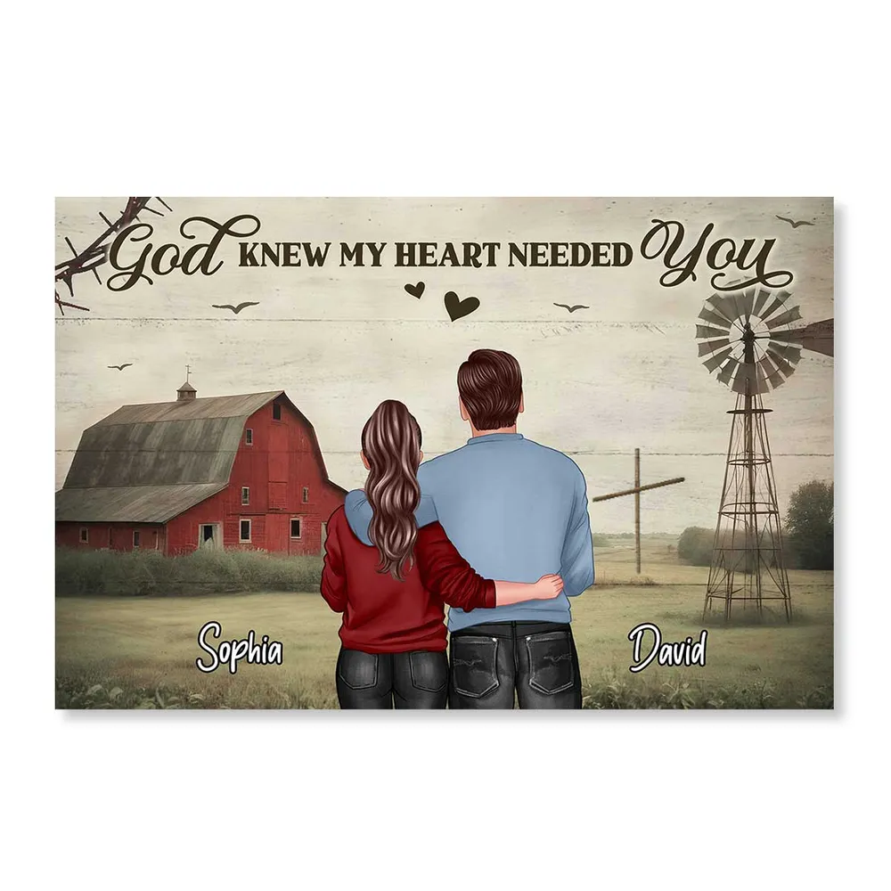 “God Knew My Heart Needed You” Custom Couple Poster Gift for Loved Ones - Image 2