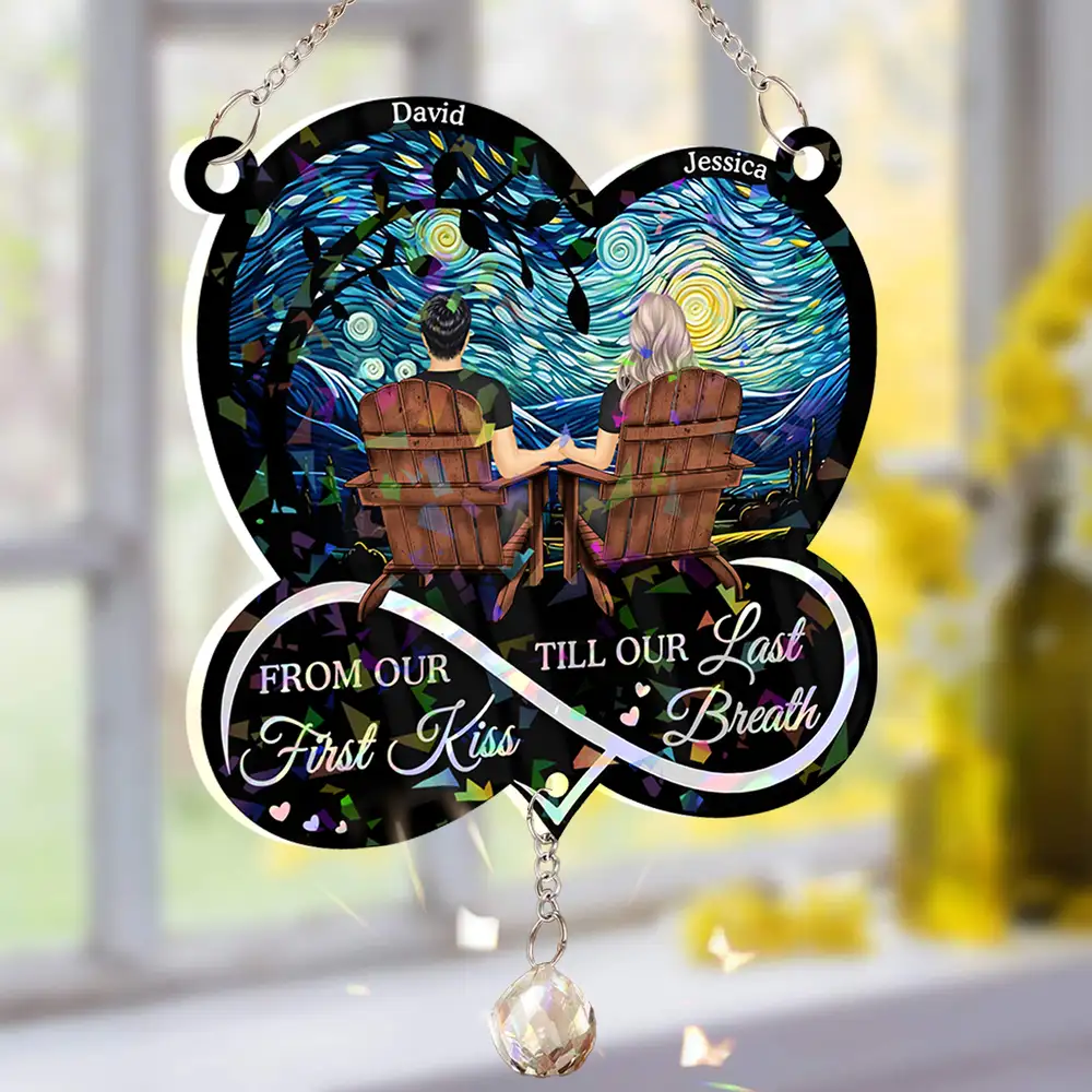 From Our First Kiss Till Our Last Breath Starry Sky Personalized Sun Catcher Ornament – Romantic Gift for Couple, Husband, Wife - Image 2