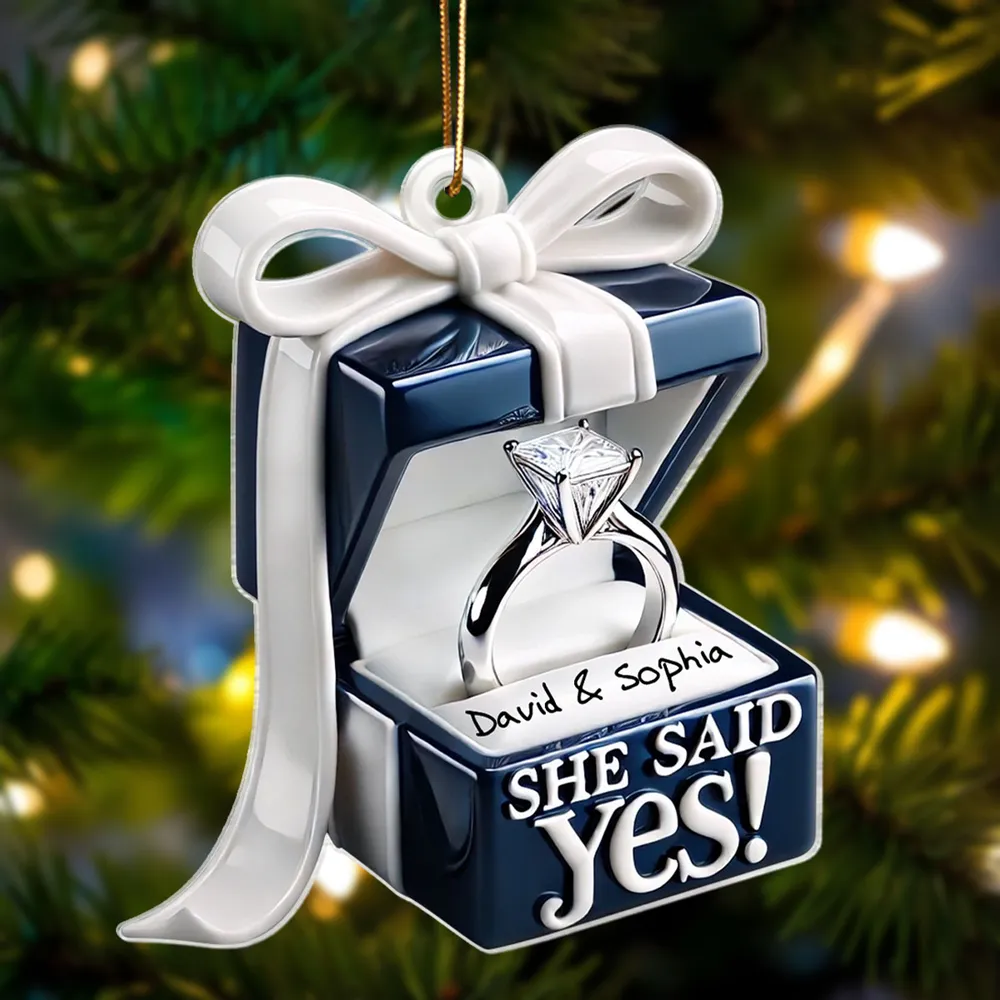 She Said Yes! Personalized Acrylic Ornament – Engagement Gift for Couples with Custom Names - Image 7